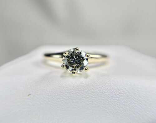 Vintage Antique 14k Yellow Gold Natural Round Diamond Solitaire Engagement Ring