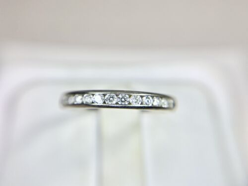 10k White Gold Natural Round Brilliant Diamond Channel Set Wedding Band Ring