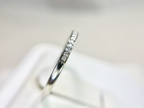 Vintage 10k White Gold Natural Round Diamond Wedding Band Ring