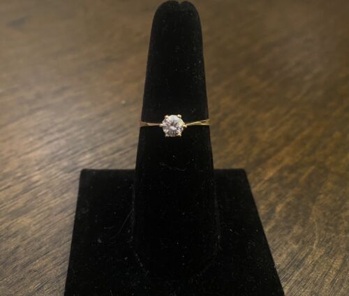 Vintage 18k Yellow Gold Natural Round Brown Diamond Solitaire Engagement Ring