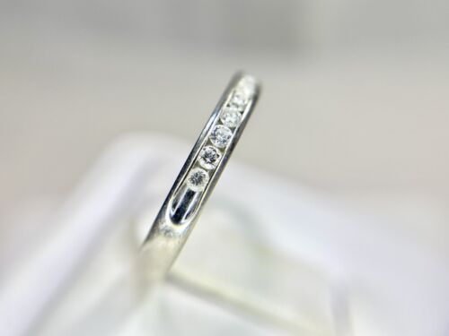 10k White Gold Natural Round Brilliant Diamond Channel Set Wedding Band Ring