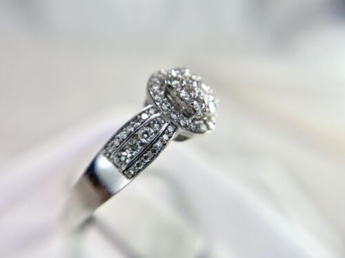 10k White Gold Designer Round Brilliant Diamond Oval Cluster Engagement Ring 