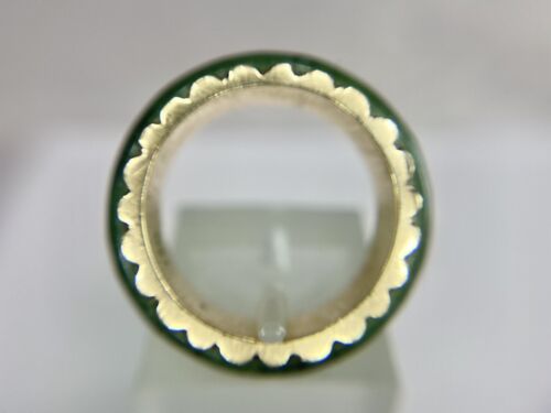 Vintage 14k Yellow Gold Dark Green Jade Channel Set Eternity Band Ring