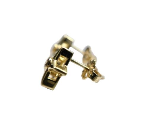 14k Yellow Gold Designer Round Diamond Star Shape Stud Earrings 