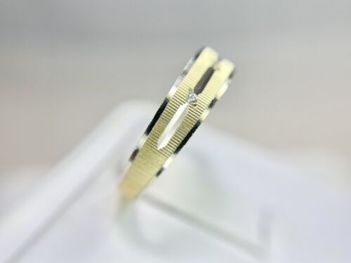 Vintage 14k Natural Round Small Diamond Polished Wedding Band Stack Ring