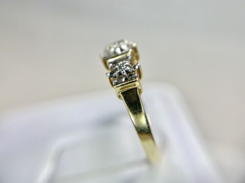 Vintage 10k Yellow Gold Natural Round Single Cut Diamond Flower Set Cluster Ring