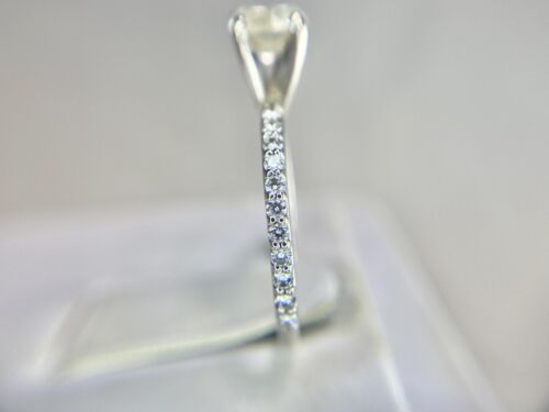 14k White Gold Natural Round Brilliant Pave Diamond Engagement Ring 3/4 ct