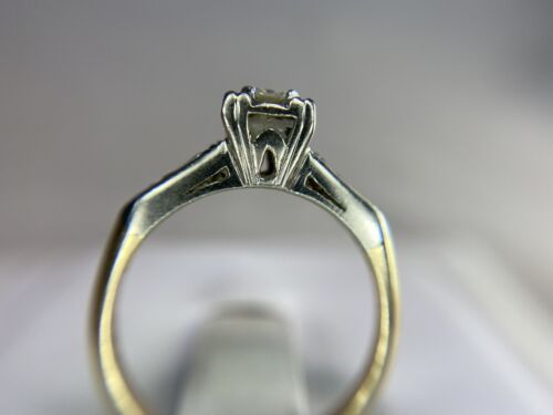 Vintage Antique 14k Yellow Gold Round Natural Diamond Engagement Ring 1/5 ct