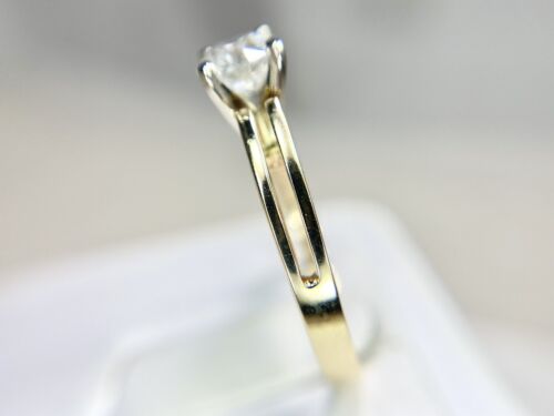 14k Yellow Gold Signed Natural Round Brilliant Diamond Solitaire Engagement Ring