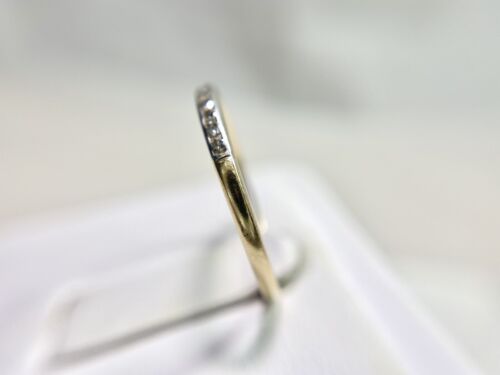 Vintage 14k Yellow Gold Natural Round Single Cut Diamond Wedding Band Ring