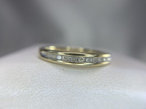 Estate 10k Yellow Gold Natural Round Diamond Channel Set Wedding Band Ring