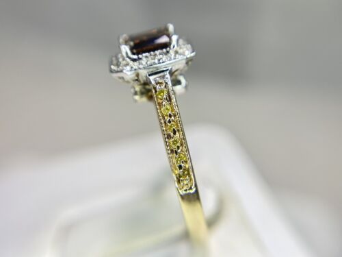 Vintage 14k Yellow Gold Natural Emerald Cut Fancy Brown Diamond Engagement Ring