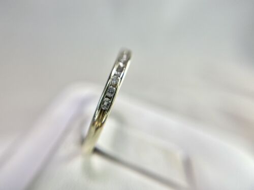 10k White Gold Round Brilliant Natural Diamond Channel Set Wedding Band Ring