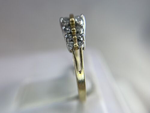 Vintage 10k Yellow Gold Natural Round Diamond Two Row Pyramid Ring 1/4 ct