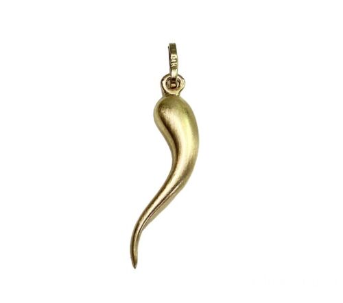 Vintage 14k Yellow Gold Italian Horn Charm Pendant 