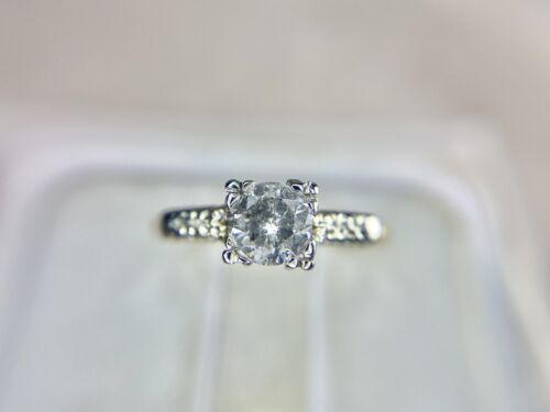 Vintage 14k Yellow Gold Natural Round Diamond Classic Engagement Ring 1/2 TCW