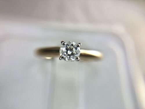 14k Yellow Gold Round Natural Diamond Small Solitaire Engagement Ring 1/3 ct