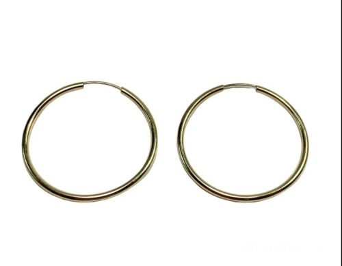 14k Yellow Gold Italy Designer Lightweight Hoop Earrings