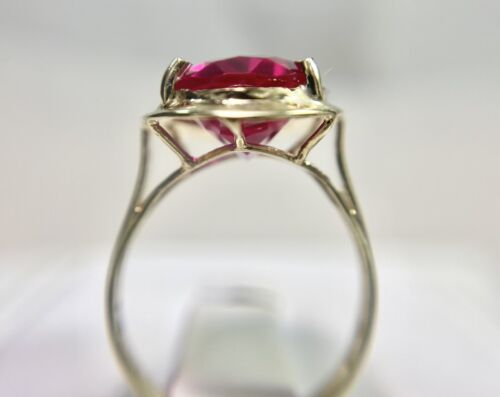 Vintage 14k Yellow Gold Oval Shape Red Ruby Big Solitaire Cocktail Ring