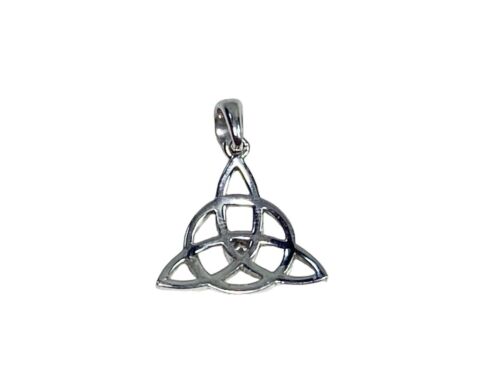 14k White Gold Irish Trinity Knot Round Natural Diamond Pendant