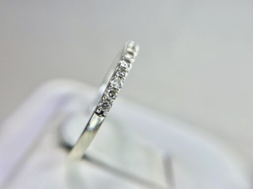 Vintage 10k White Gold Round Brilliant Natural Diamond Wedding Band Stack Ring