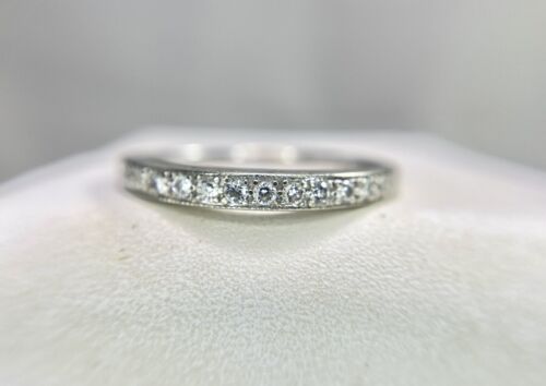 14k White Gold Natural Round Brilliant Diamond Wedding Band Ring