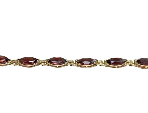 Vintage 10k Yellow Gold Marquise Shape Rhodolite Garnet Bracelet 