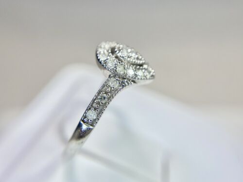 Vintage 10k White Gold Natural Round Diamond Pear Shape Halo Engagement Ring