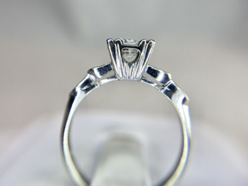 Vintage 14k White Gold Natural Round Brilliant Diamond Solitaire Engagement Ring