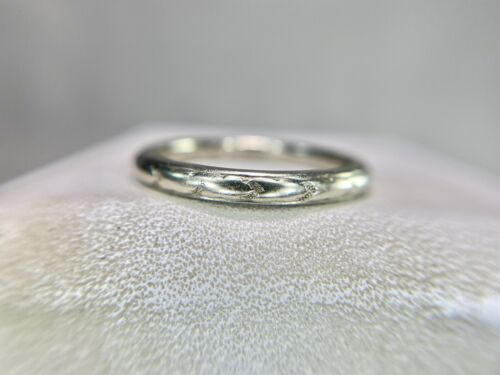 Vintage Art Deco Orange Blossom 18k White Gold Hand Engraved Wedding Band Ring