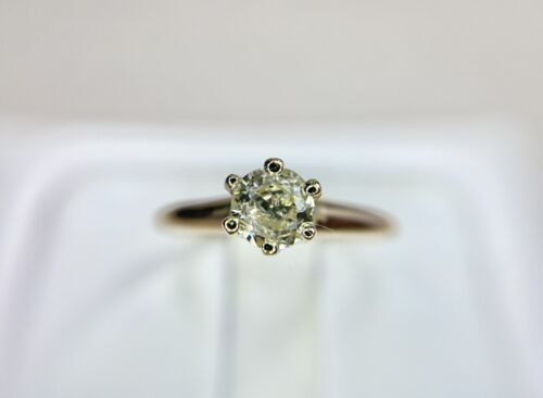 Art Deco Yellow Gold Natural Old European Diamond Buttercup Solitaire Ring