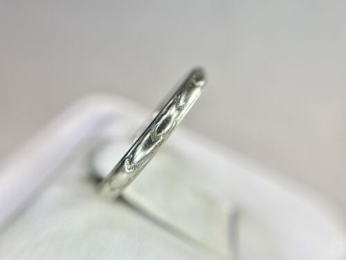 Vintage Art Deco Orange Blossom 18k White Gold Hand Engraved Wedding Band Ring