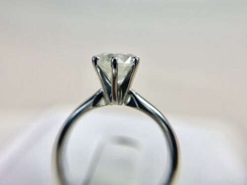 Vintage Platinum Round Natural Rustic Big Diamond Solitaire Engagement Ring