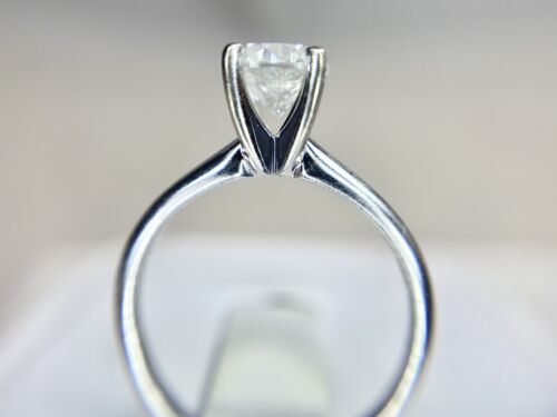 Vintage 10k White Gold Natural Round Brilliant Diamond Solitaire Engagement Ring