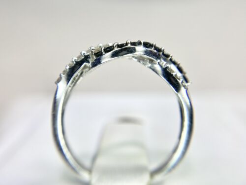 Vintage 10k White Gold Natural Round Black Diamond Infinity Style Ring