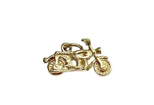 Vintage 14k Yellow Gold Handcrafted Motorcycle Small Charm Pendant