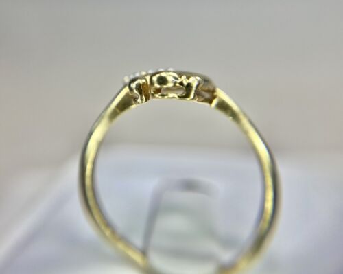 Vintage 10k Yellow Gold Natural Round Diamond Mother Child Heart Shape Ring