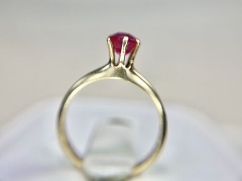 Vintage Victorian 10k Yellow Gold Round Pink Rubellite Buttercup Solitaire Ring