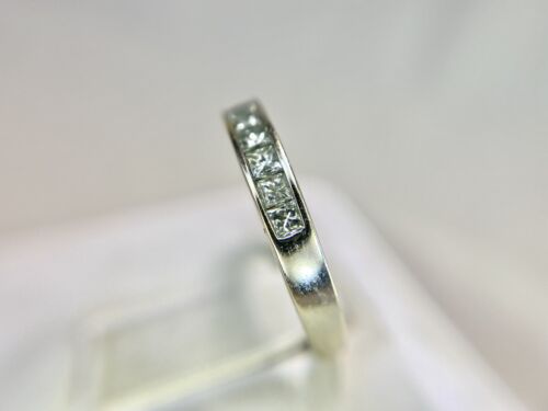 14k White Gold Zales Natural Princess Cut Diamond Channel Set Wedding Band Ring