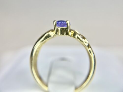 Vintage 14k Yellow Gold Natural Oval Shape Tanzanite Round Diamond Ring