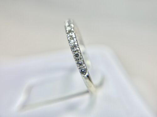 10k White Gold Natural Round Brilliant Diamond Wedding Band Stack Ring