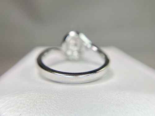 14k White Gold Natural Round Brilliant Diamond Halo Bypass Engagement Ring