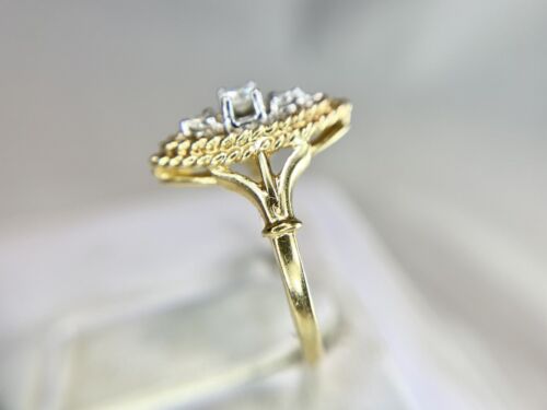 Vintage 14k Yellow Gold Natural Round Diamond Marquise Shape Ring