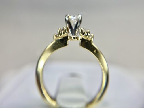 Vintage 14k Yellow Gold Designer Natural Round Diamond Small Engagement Ring