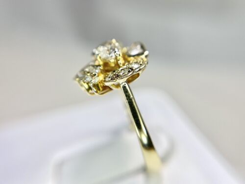 Vintage 14k Yellow Gold Natural Heart Shape Baguette Cut DIamond Cocktail Ring