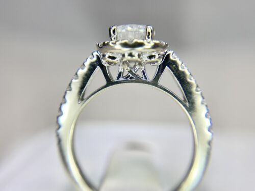 14k White Gold Natural Round Brilliant Diamond Halo Engagement Ring