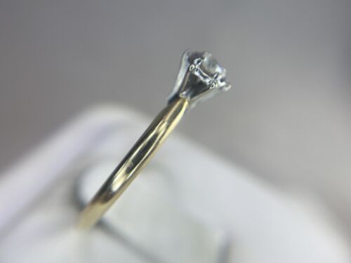 Vintage 10k Yellow Gold Round Brilliant Natural Diamond Small Solitaire Ring