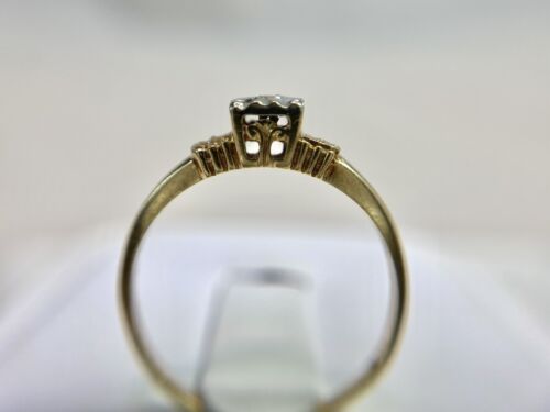 Vintage Retro 14k Yellow Gold Natural Round Single Cut Diamond Engagement Ring