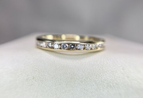 10k Yellow Gold Natural Round Brilliant Diamond Channel Set Wedding Band Ring 