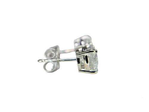 14k White Gold Natural Round Brilliant Diamond Stud Earrings